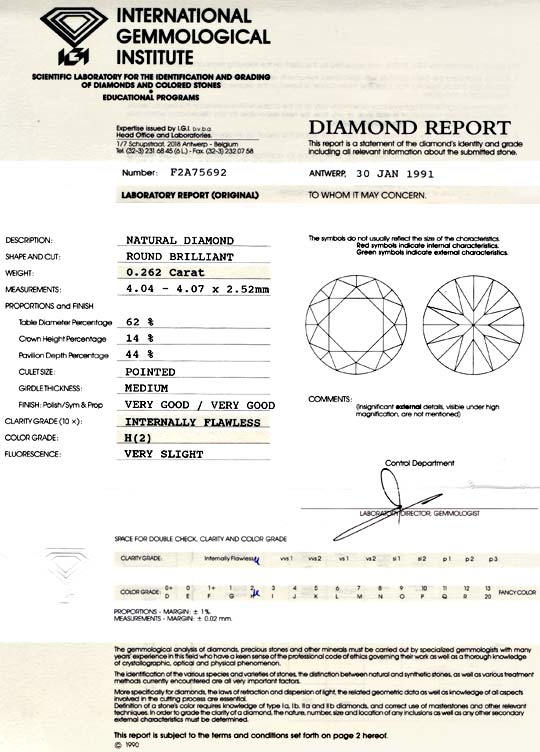 Foto 9 - Diamant IGI 0,262 Carat Lupenrein Wesselton VGVG, D5743