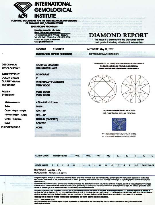 Foto 9 - Diamant 0,33 IGI Lupenrein Top Wesselton F VG/VG, D5810