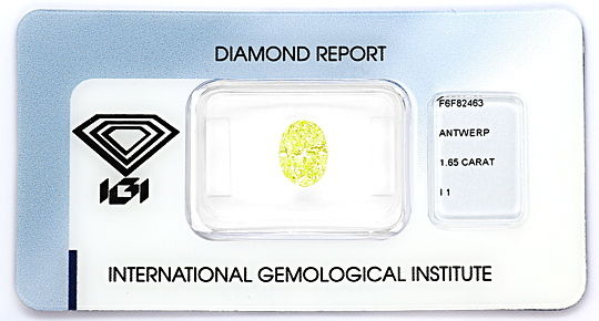 Foto 1 - Diamant 1,65ct Fancy Intense Lime Yellow Green Oval IGI, D6562