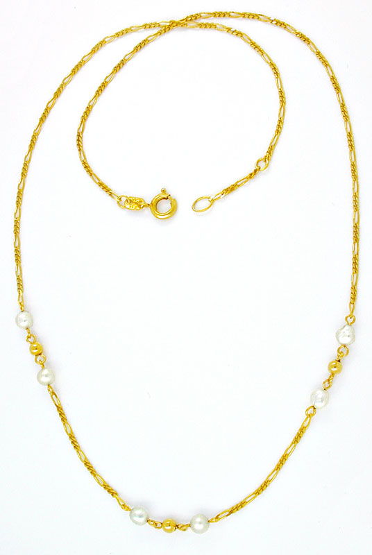 Foto 2 - Gelbgold Halskette, mit schönen Zuchtperlen Gelegenheit, S0878
