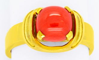 Foto 1 - Wunderschöner Gelbgold-Ring, Spitzen Koralle! 14 Karat, S0933
