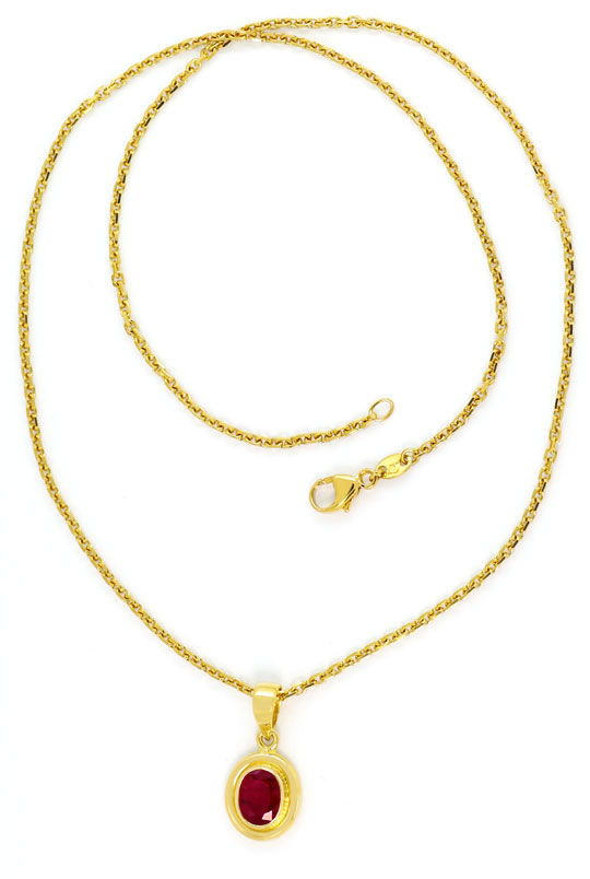 Foto 5 - Spitzen Rubine Gold-Schmuck Set Collier Ring Ohrstecker, S3070