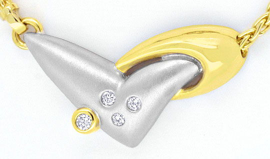Foto 2 - Brillanten-Diamantkollier Zopfkette Gelbgold-Weißgold, S4147
