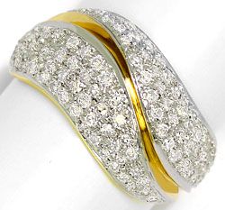 Foto 1 - Diamanten Wellen Bandring 100 Stück Diamanten, 14K Gold, S4688