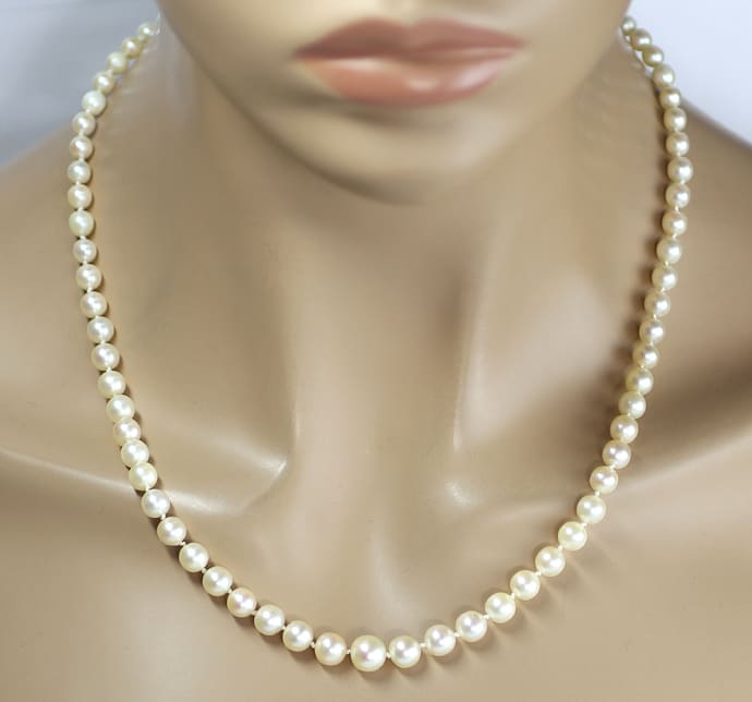 Foto 6 - Schicke Perlenkette Weißgold-Kugel-Verschluss, S5098